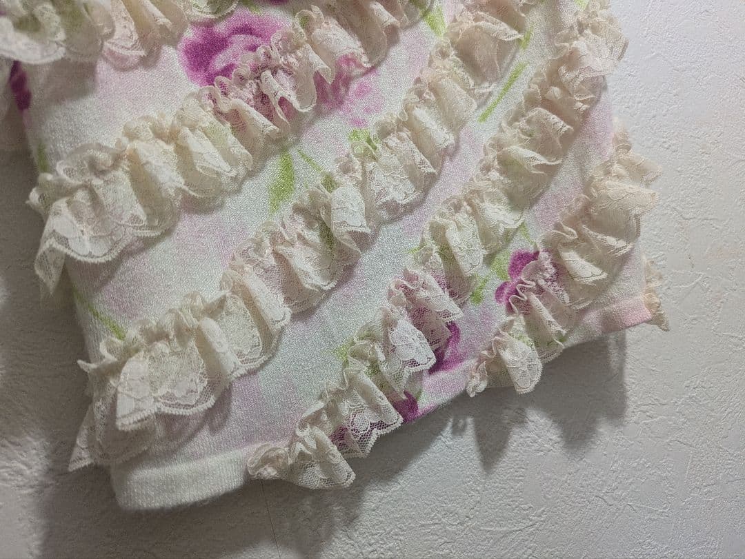 ジーザスディアマンテ★フリル・リボン★ぼかし薔薇 バラ フラワー★キャミソール