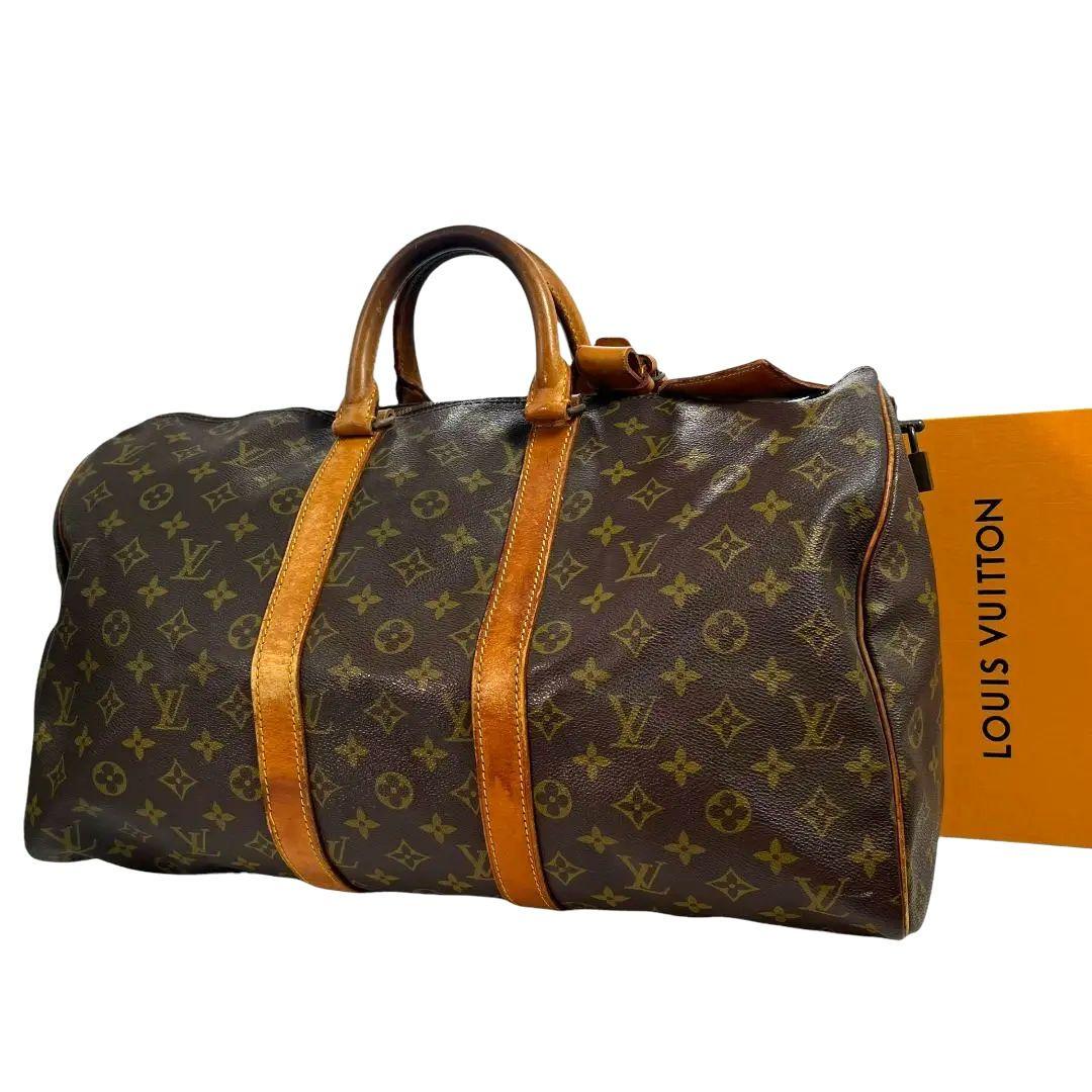 鑑定済☆ルイヴィトン　モノグラム　キーポル45　ボストンバッグ　旅行用バッグ　茶