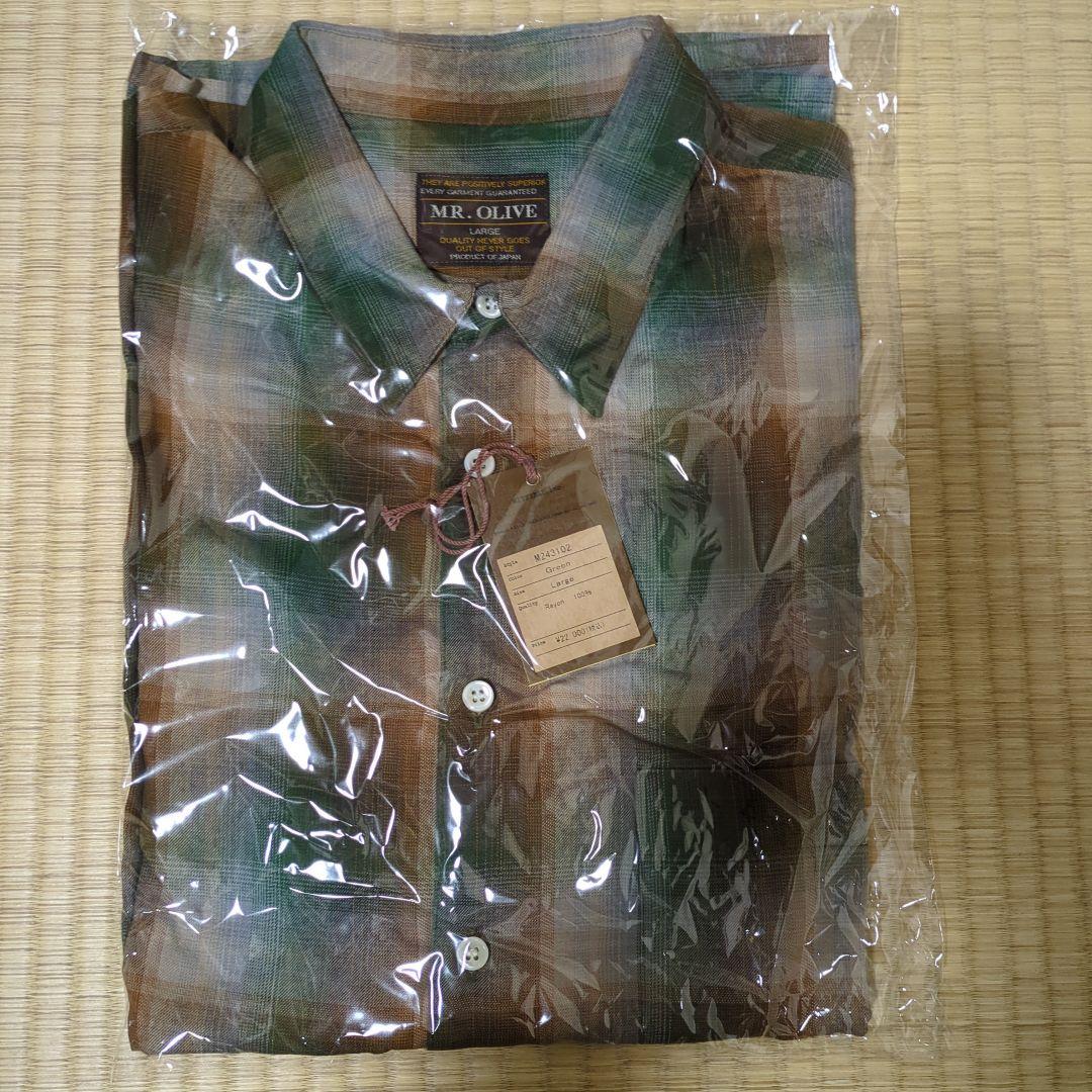 【新品未使用】MR OLIVE　長袖チェックシャツ　グリーン　Lサイズ