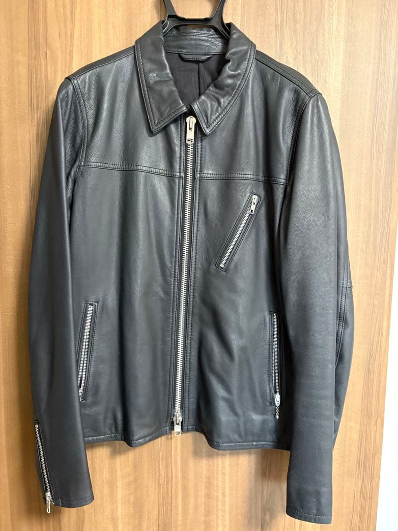 シップス　ジェットブルー　レザーブルゾン