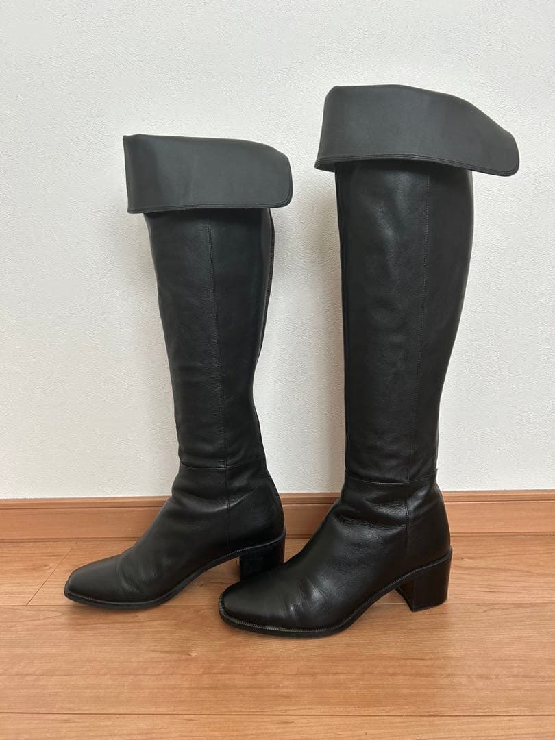 ダイアナ　24.5 ブラックレザー ニーハイブーツ