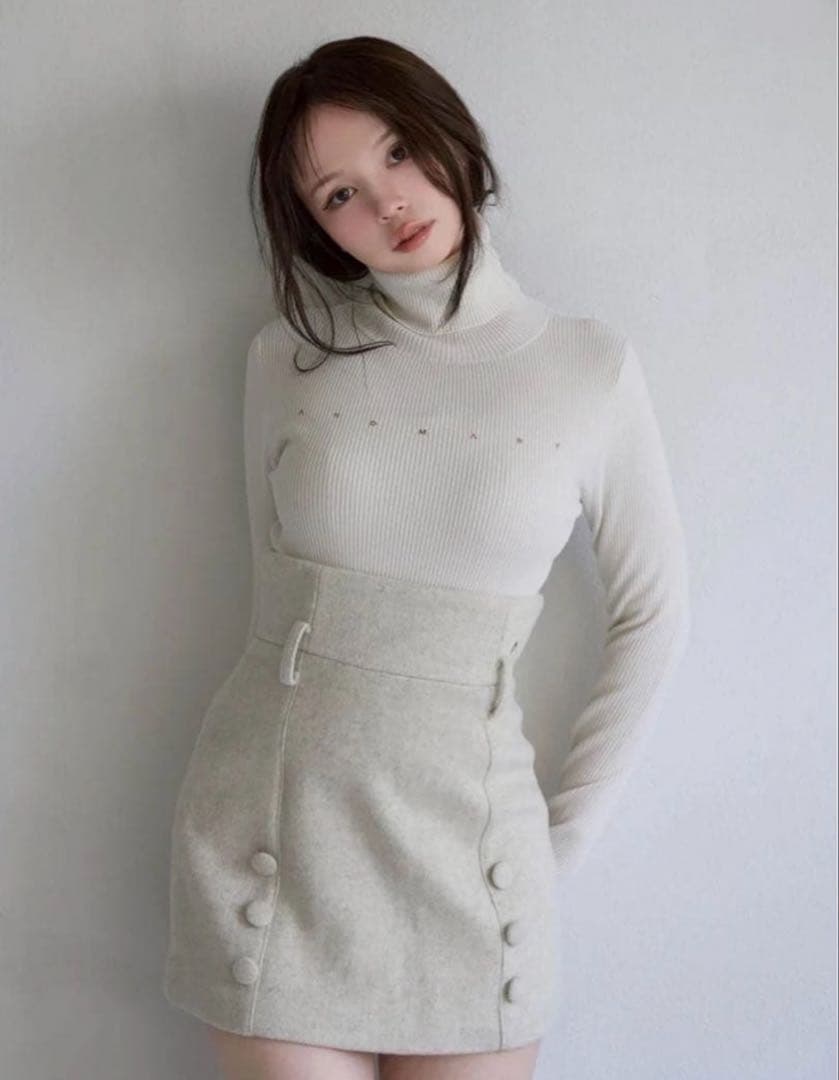 トップス ANDMARY pink beige knit tops