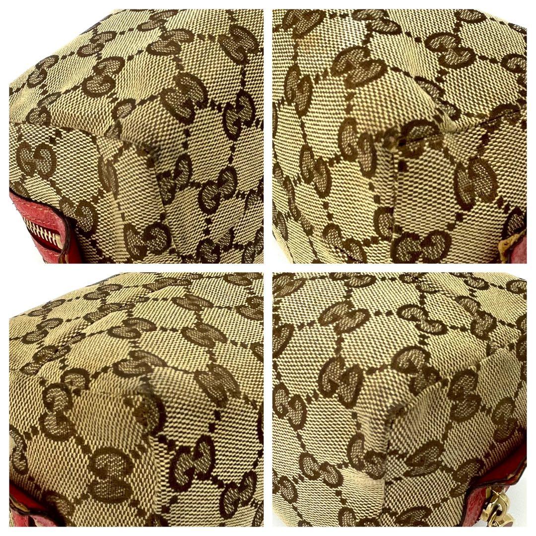 グッチ✨GGキャンバス 化粧ポーチ ミニチャーム付 バニティバッグ レッド 箱付