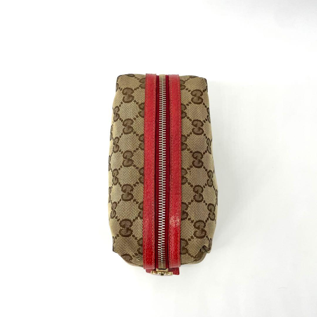 グッチ✨GGキャンバス 化粧ポーチ ミニチャーム付 バニティバッグ レッド 箱付