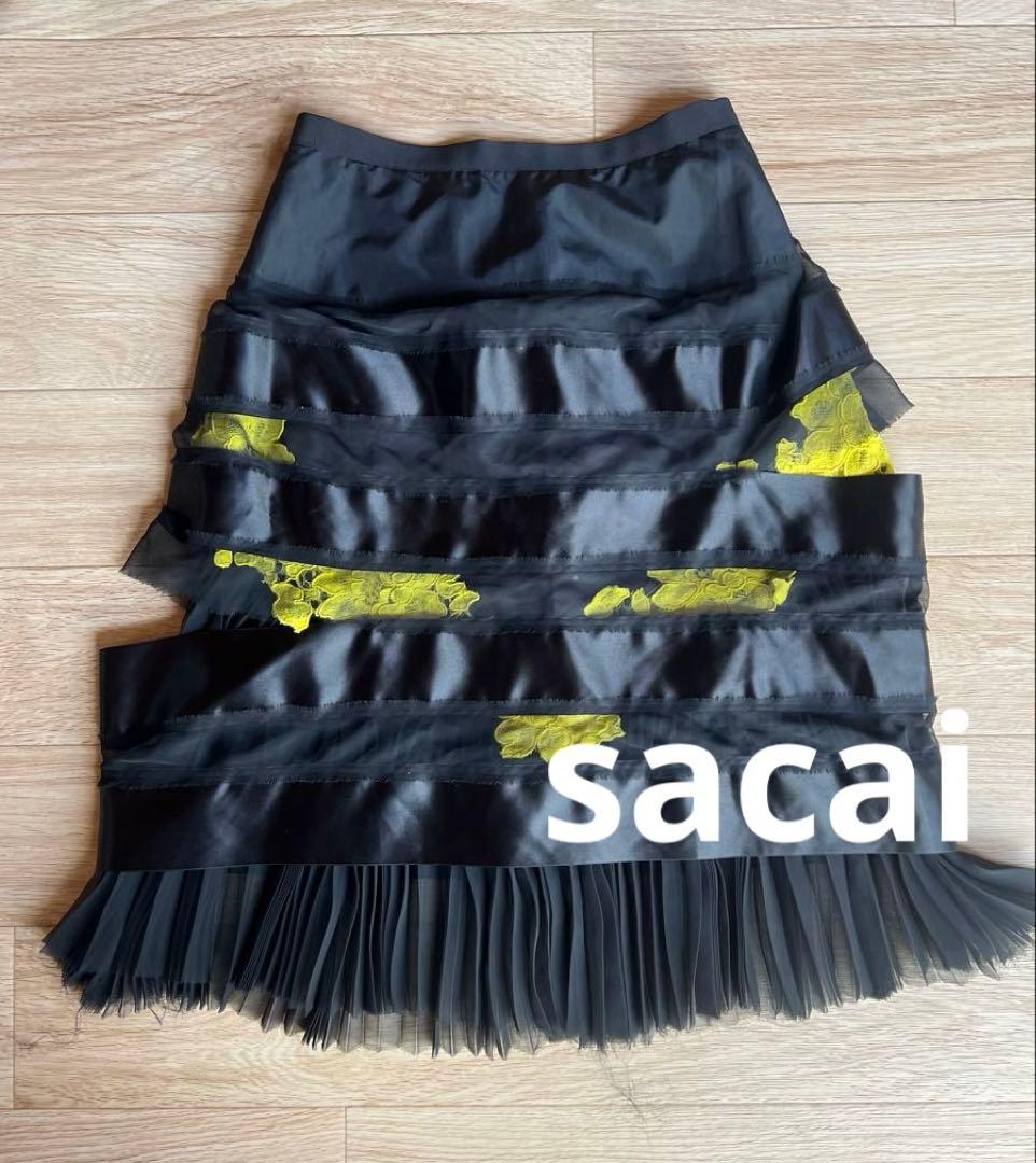sacai 】サカイ スカート 異素材ミックス 黄色 黒 クリスマスに