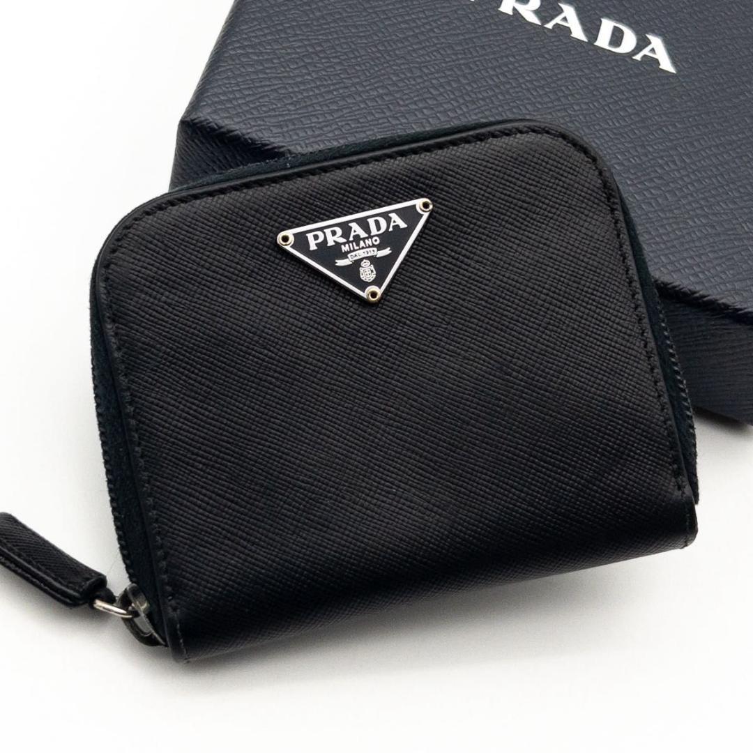 【極美品】PRADA ケース　サフィアーノレザー　トライアングルロゴ　黒