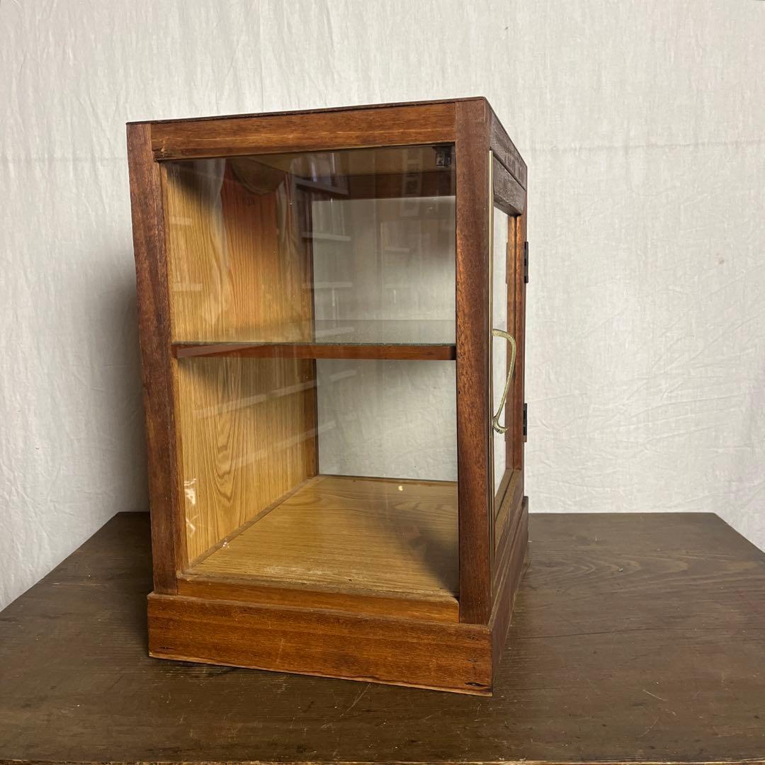 古道具ビンテージ品◾️木製フレーム×3面ガラス ディスプレイケース 飾り棚