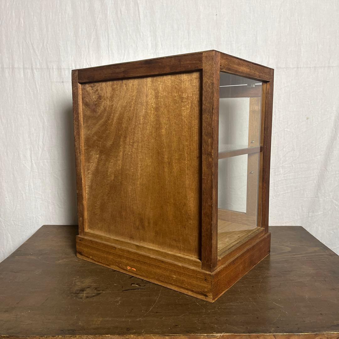 古道具ビンテージ品◾️木製フレーム×3面ガラス ディスプレイケース 飾り棚