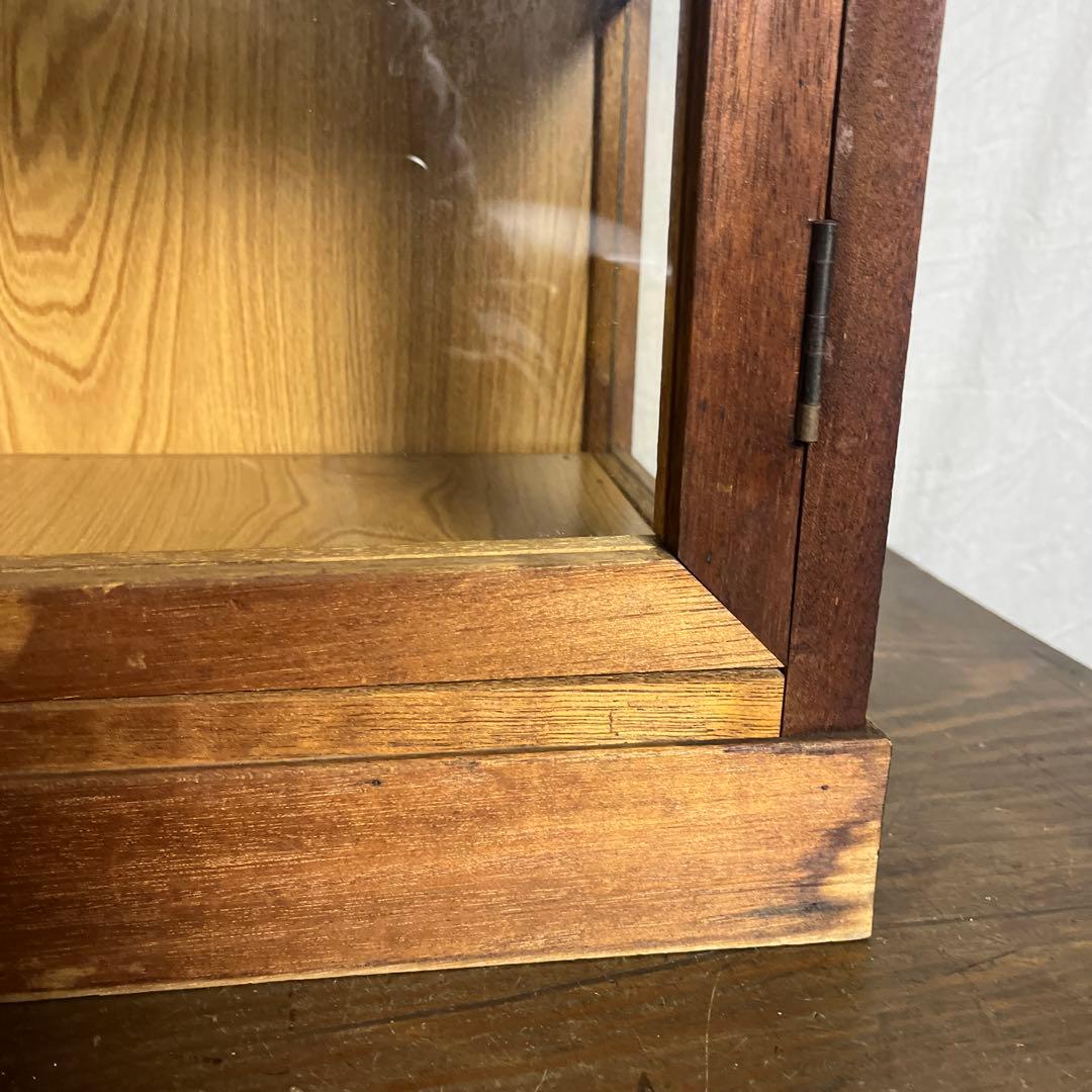 古道具ビンテージ品◾️木製フレーム×3面ガラス ディスプレイケース 飾り棚