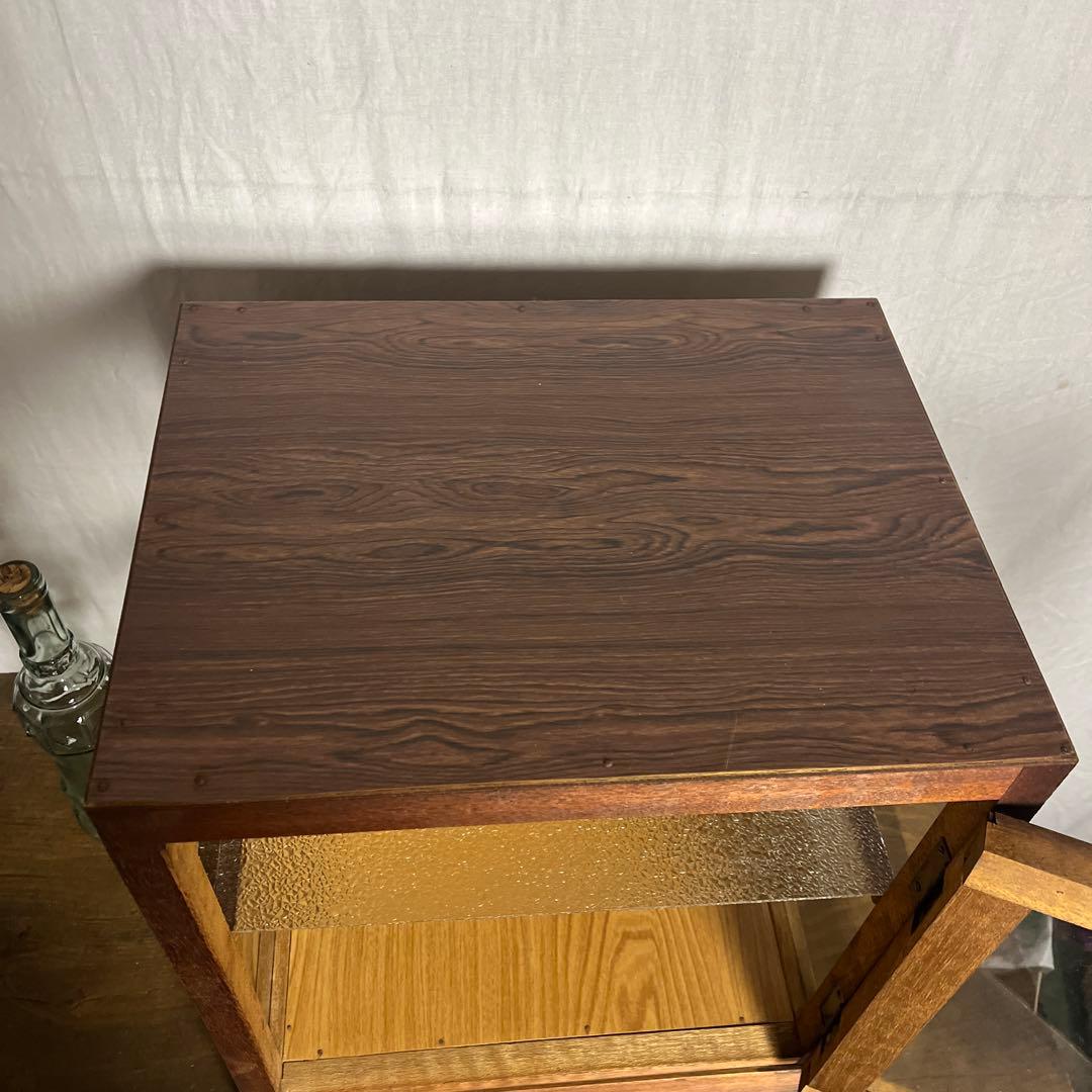 古道具ビンテージ品◾️木製フレーム×3面ガラス ディスプレイケース 飾り棚