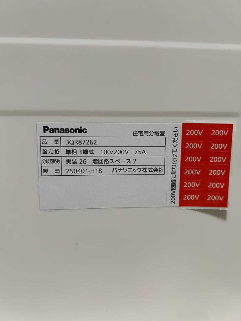 Panasonic 分電盤 BQR87262【未使用・元箱あり・即発送】