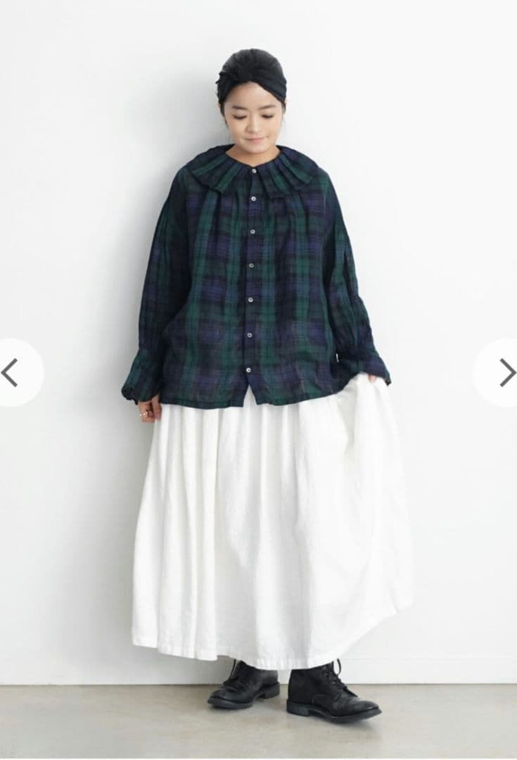 美品 ichi Antiquités リネンタータンフリルシャツ イチ