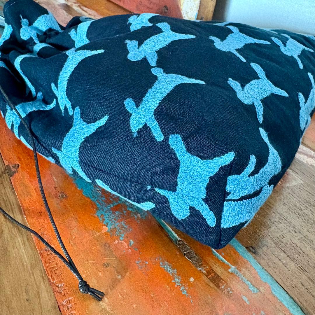 ミナペルホネン生地使用 ✳︎ run run run 巾着バッグ