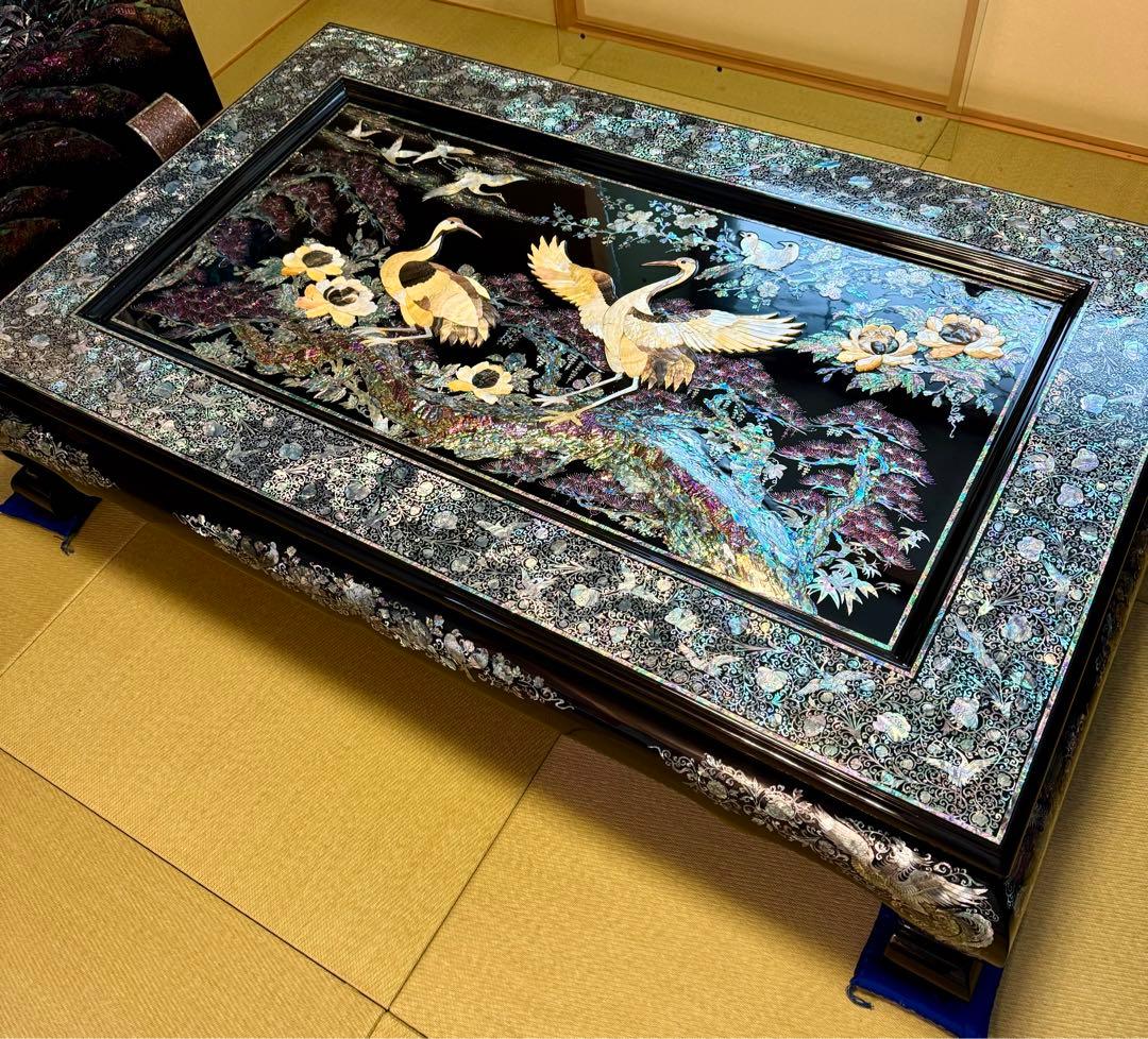 SUMO 公式アカウント03 鄭鐘基作 最高級螺鈿座敷机 松鶴紋 座卓