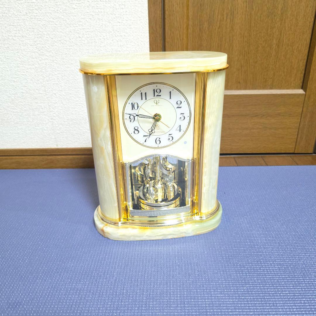 【69】【リズム高級置き時計】クイーンエリザベス2 置き時計　大理石　からくり
