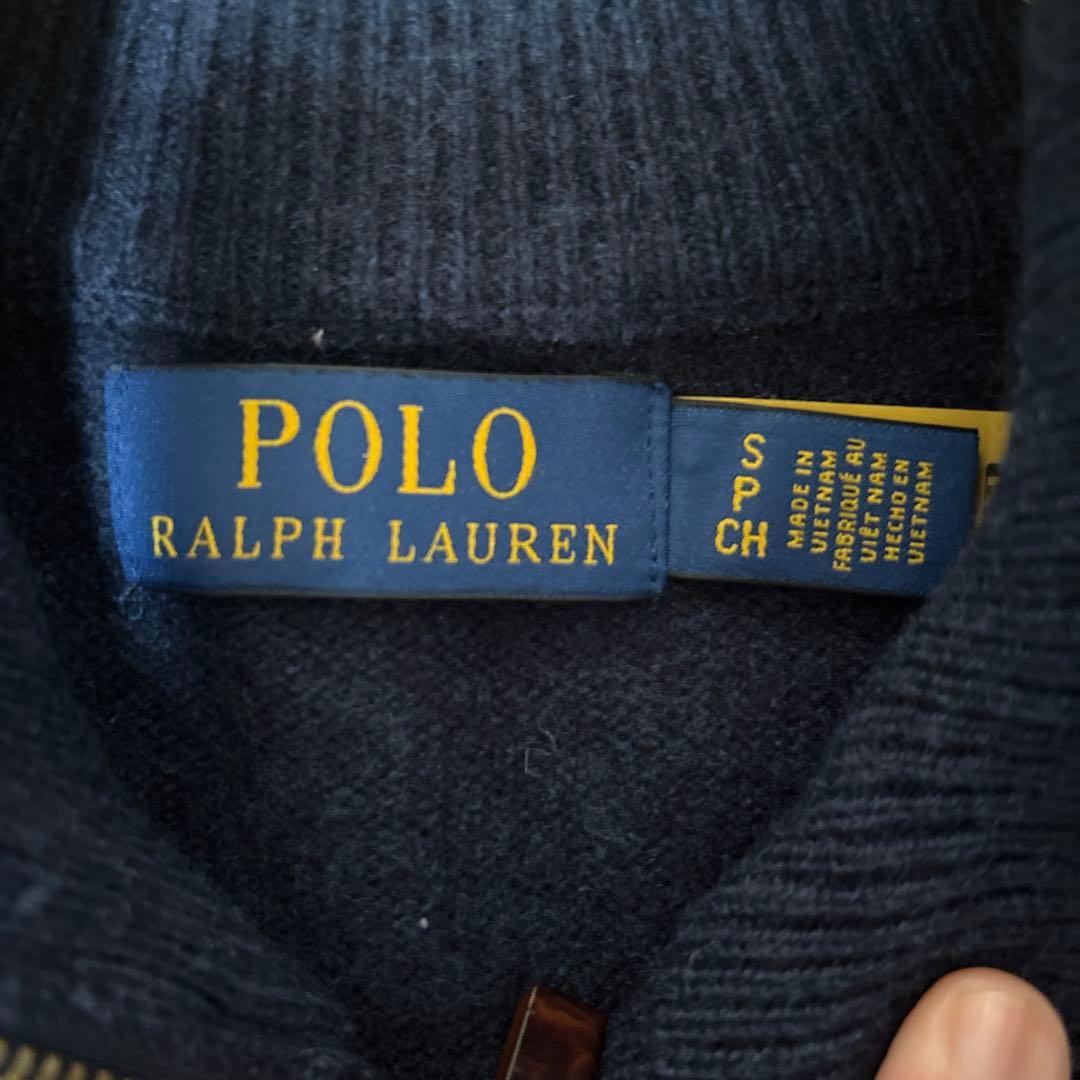 ラルフローレン　ハーフジップ　ウールセーター　S ネイビー