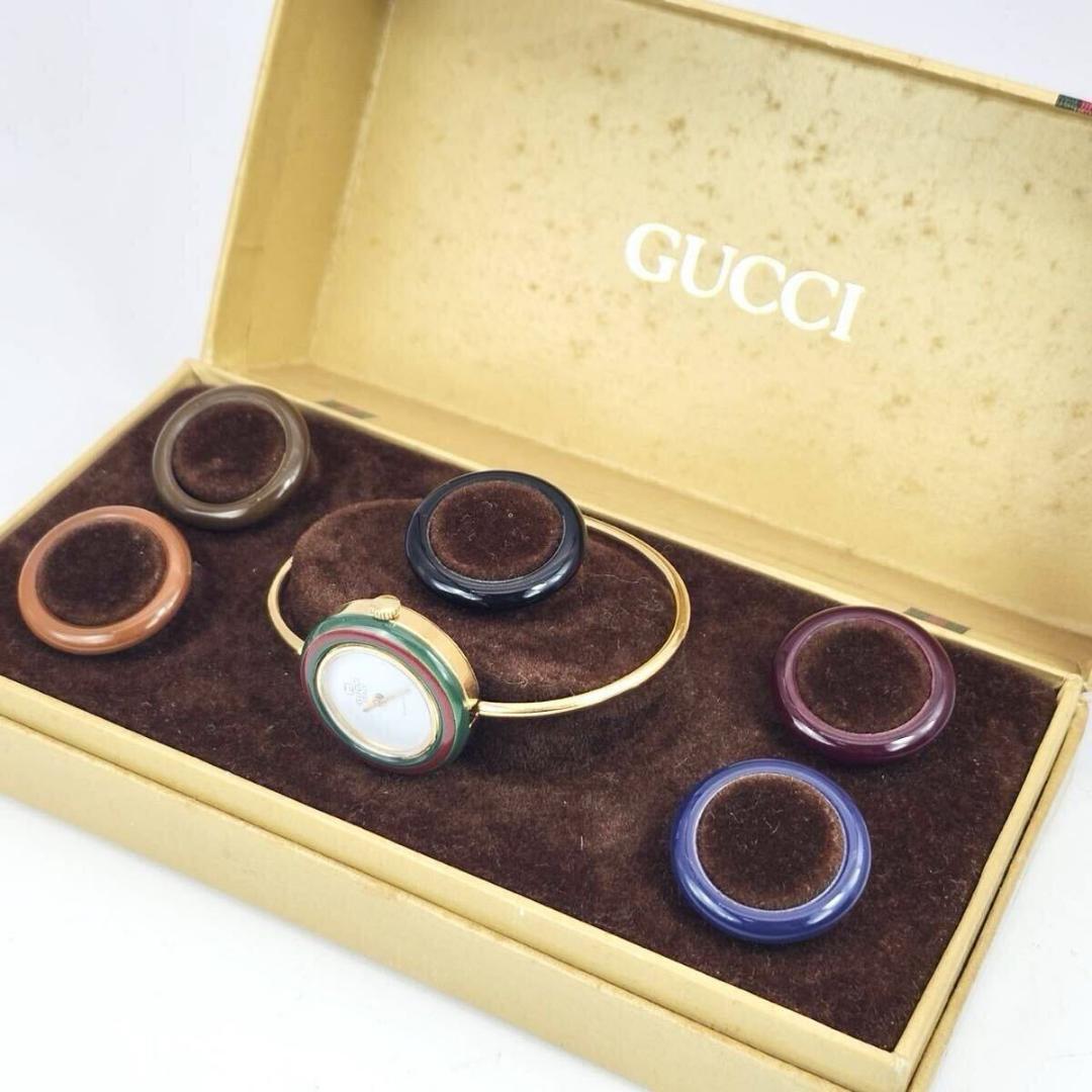GUCCI チェンジベゼル 腕時計 クォーツ　レディースゴールド　全6色　保存箱