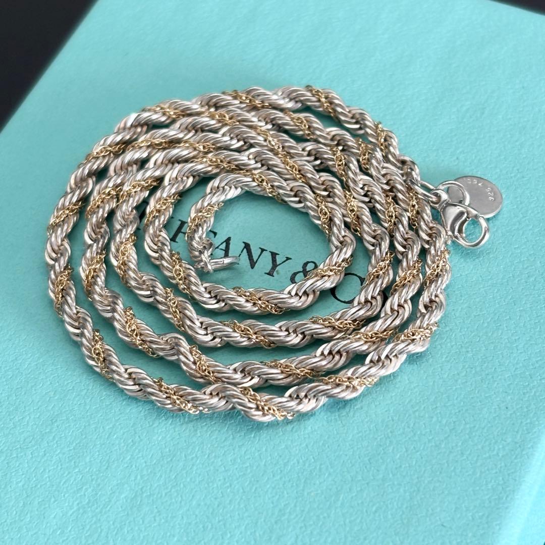 極美品 ティファニー コンビ ツイスト ロープ ネックレス 750 925