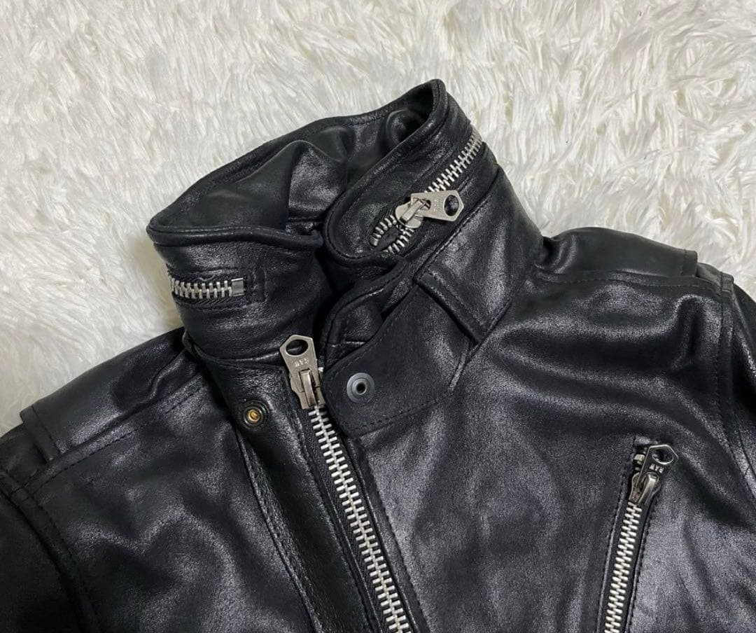 G-STAR RAW シングルライダースジャケット　レザージャケット　牛革　黒