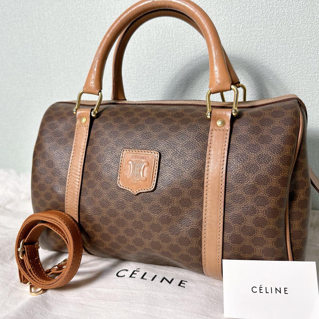 セリーヌ ミニ ボストンバック 2way マカダム柄 トリオンフ ハンドバッグ