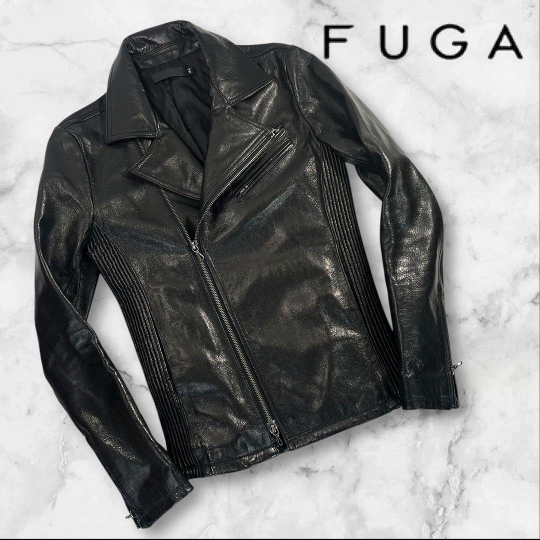 極美品 FUGA ダブルライダースジャケット 山羊革 サイズ44/S相当 黒