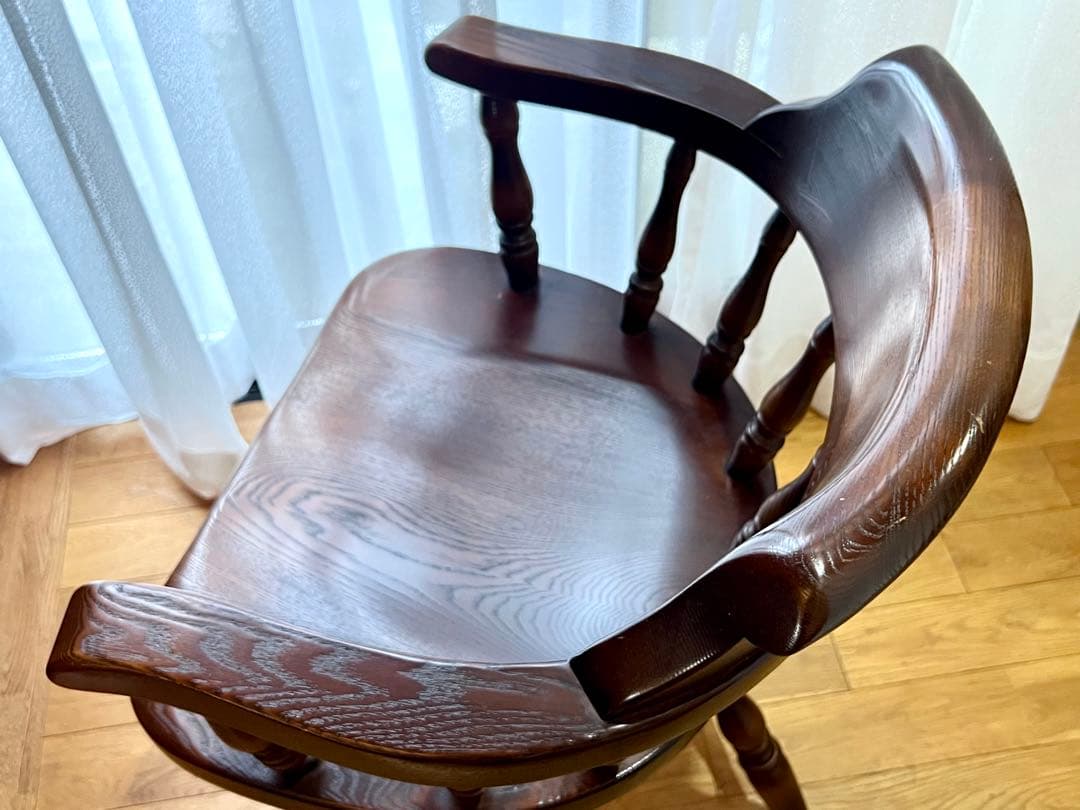 高級 オーク材 回転式アームチェア②