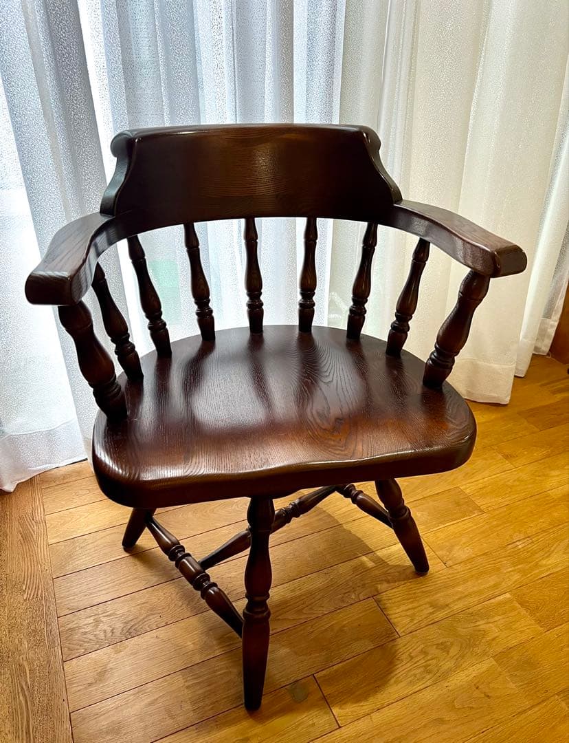 高級 オーク材 回転式アームチェア②