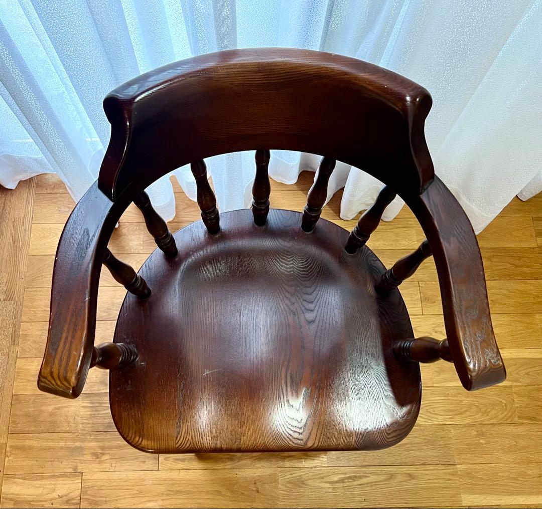 高級 オーク材 回転式アームチェア②