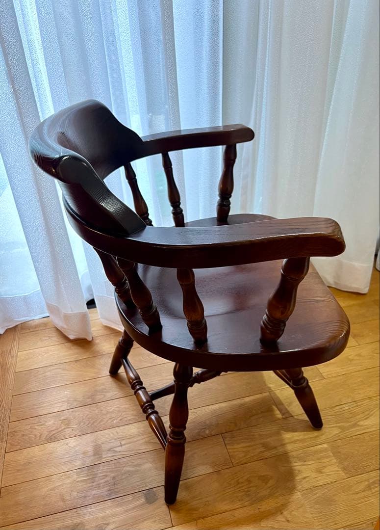 高級 オーク材 回転式アームチェア②