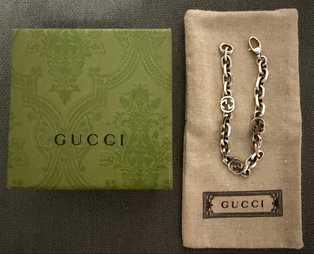 GUCCI インターロッキング ブレスレット 18号 シルバー チェーン
