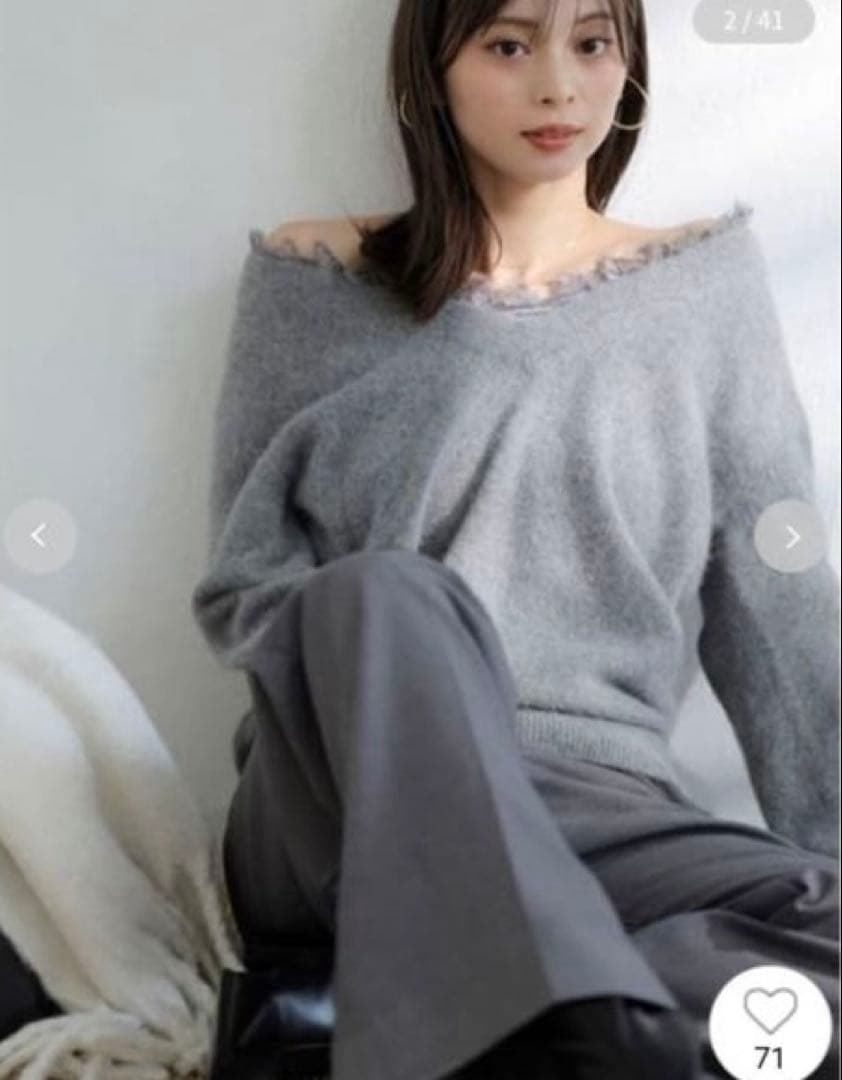 25AW 新作新品タグ付き SNIDEL フォックス衿レースプルオーバー