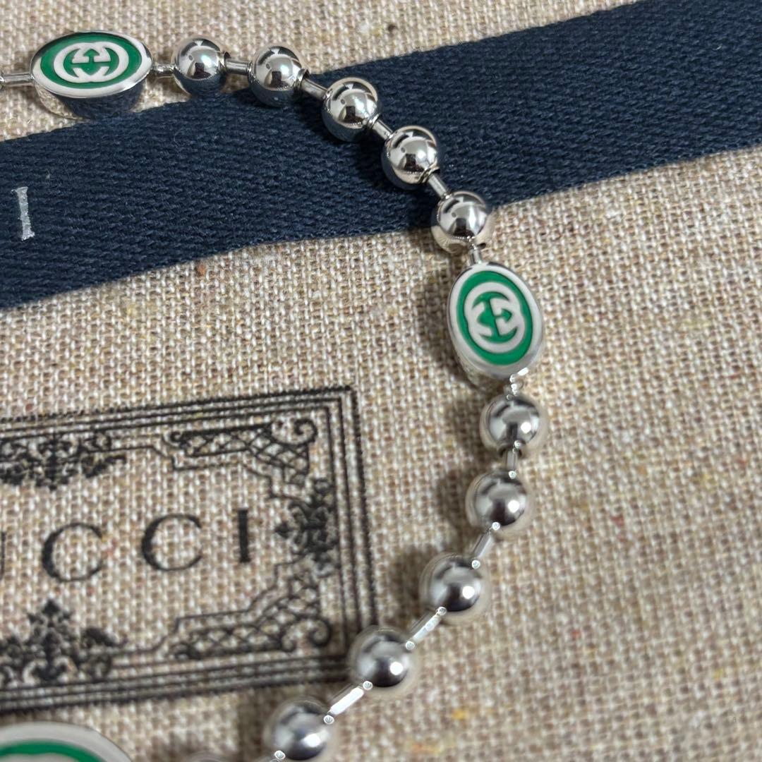 GUCCI 新品同様品　刻印19 インターロッキングGボールチェーンブレスレット
