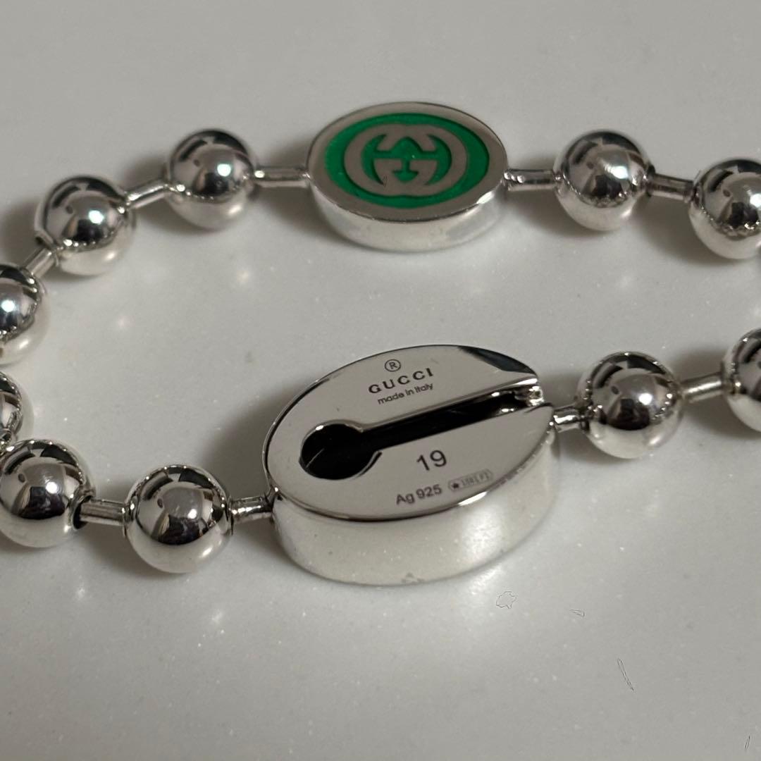 GUCCI 新品同様品　刻印19 インターロッキングGボールチェーンブレスレット