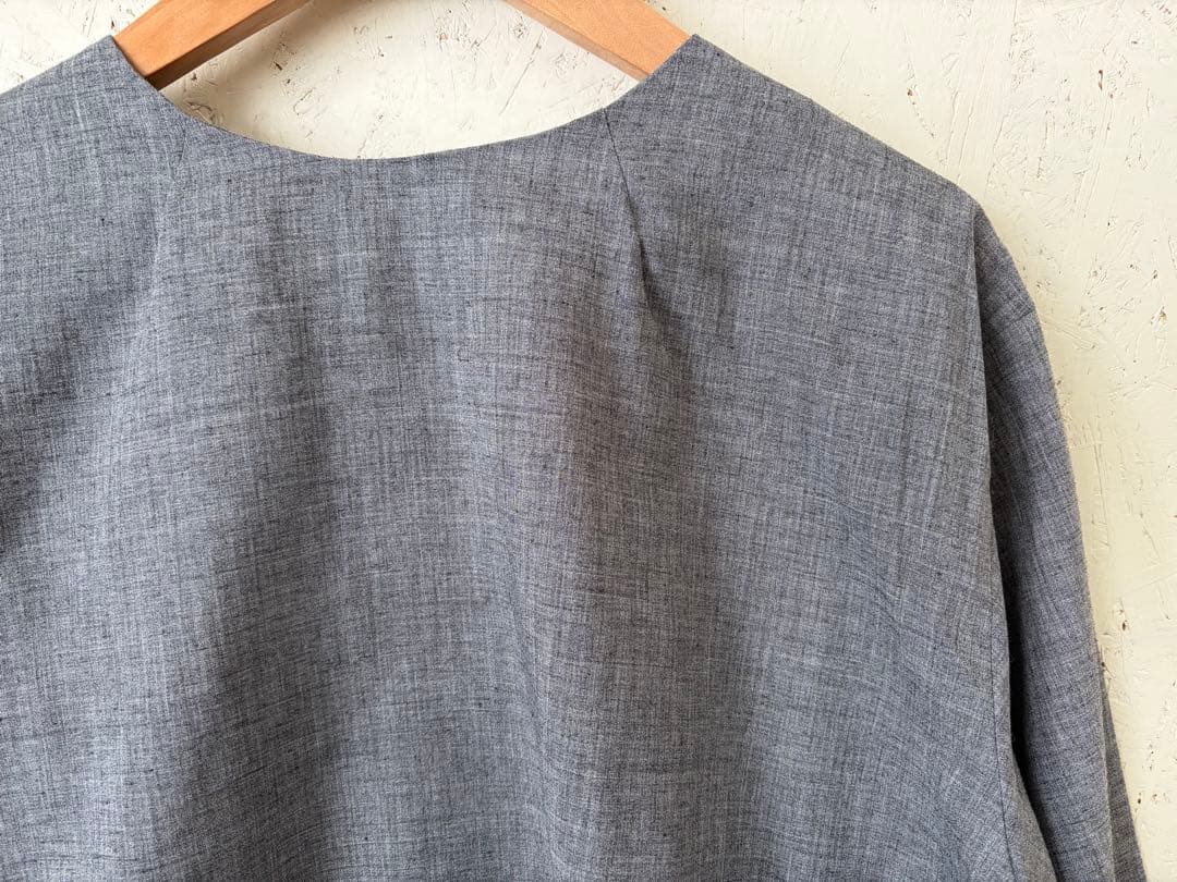 SA17 中川政七商店 バックボタンブラウス フリーサイズ リネン混 グレー