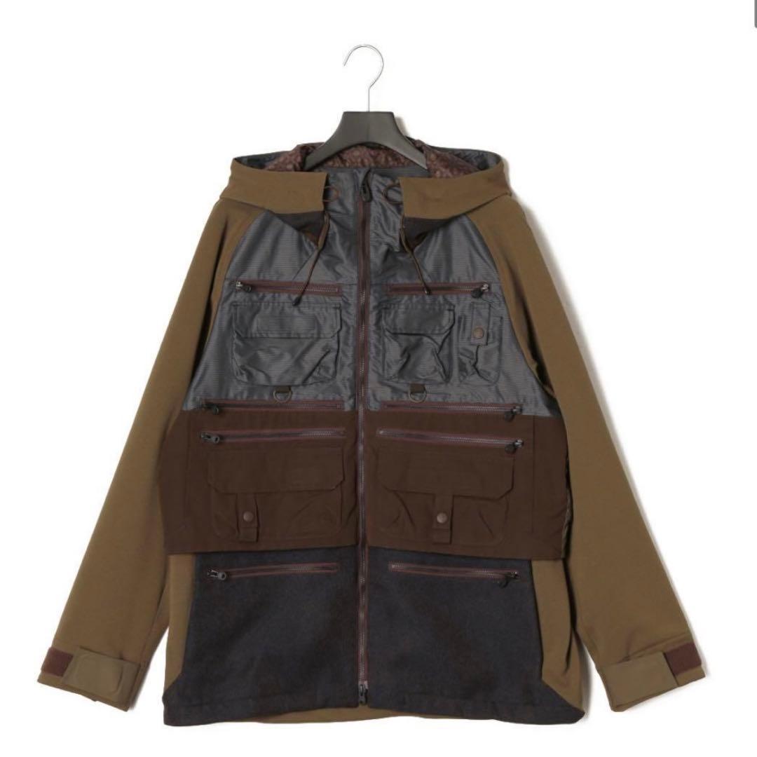 WhiteMountaineeringメッシュコントラストラグランラゲージパーカ