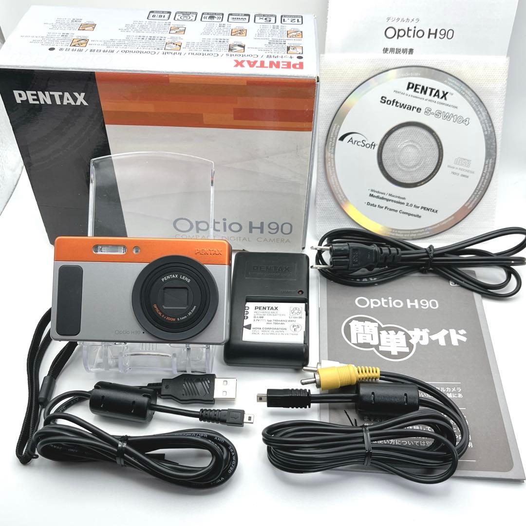 極美品 PENTAX Optio H90 オレンジ シルバー　可愛すぎるコンデジ