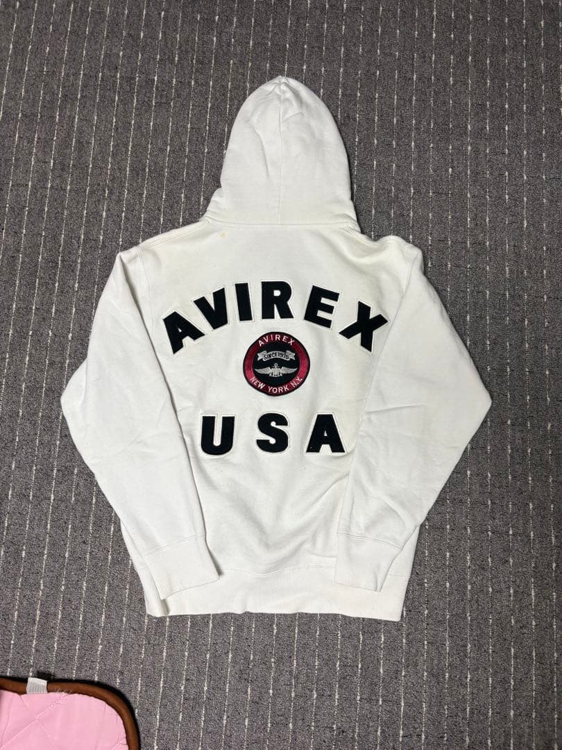 AVIREX ホワイト ジップアップパーカー