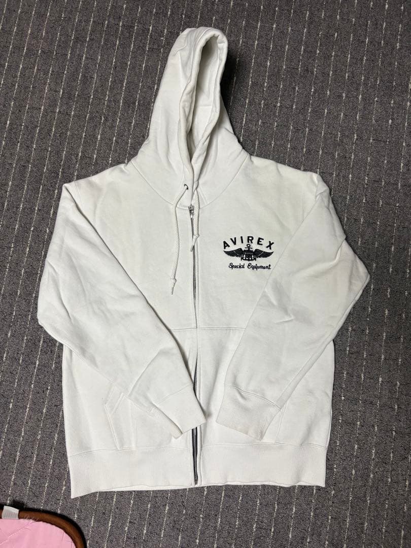 AVIREX ホワイト ジップアップパーカー