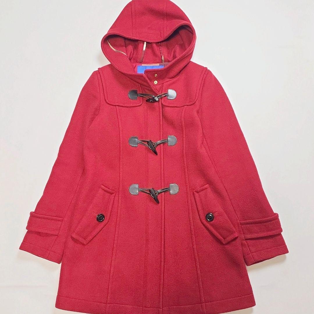 バーバリーブルーレーベル ダッフルコート ノバチェック 40 赤