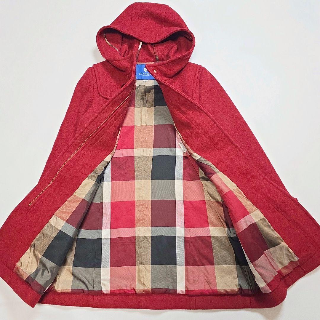 バーバリーブルーレーベル ダッフルコート ノバチェック 40 赤