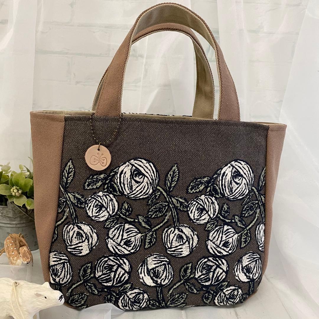 ハンドメイド　ラウンドトートバッグ ミナペルホネン　rosy 450