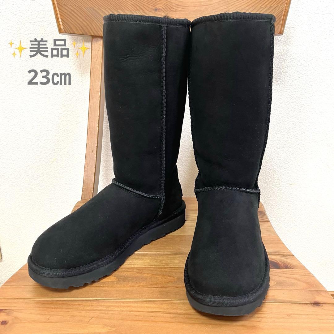 美品✨【UGG 】アグ　ムートンブーツ　ロング　クラシックトール2 黒　23㎝