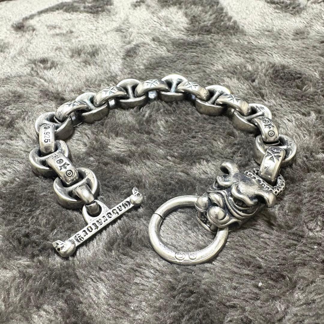 ヴィンテージ ブルドッグ チェーンブレスレット シルバー925 刻印 y2k