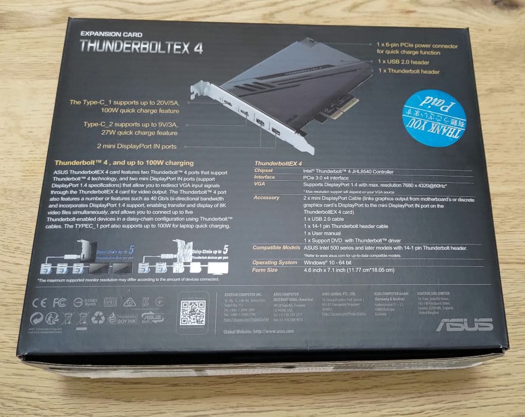 ASUS THUNDERBOLTEX 4 拡張カード