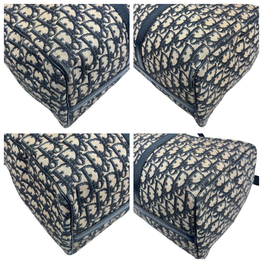 美品 Dior ディオール ミニボストン ハンドバッグ トロッター ネイビー