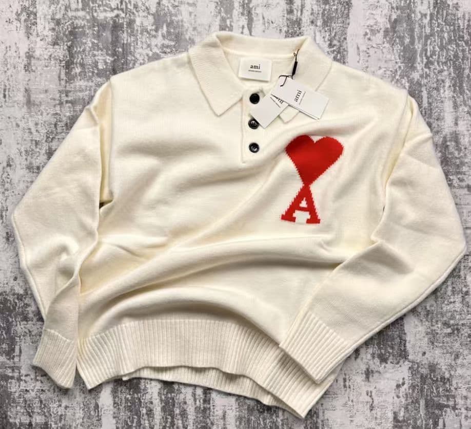 AMI PARIS ハート刺繍 ポロネックセーター M