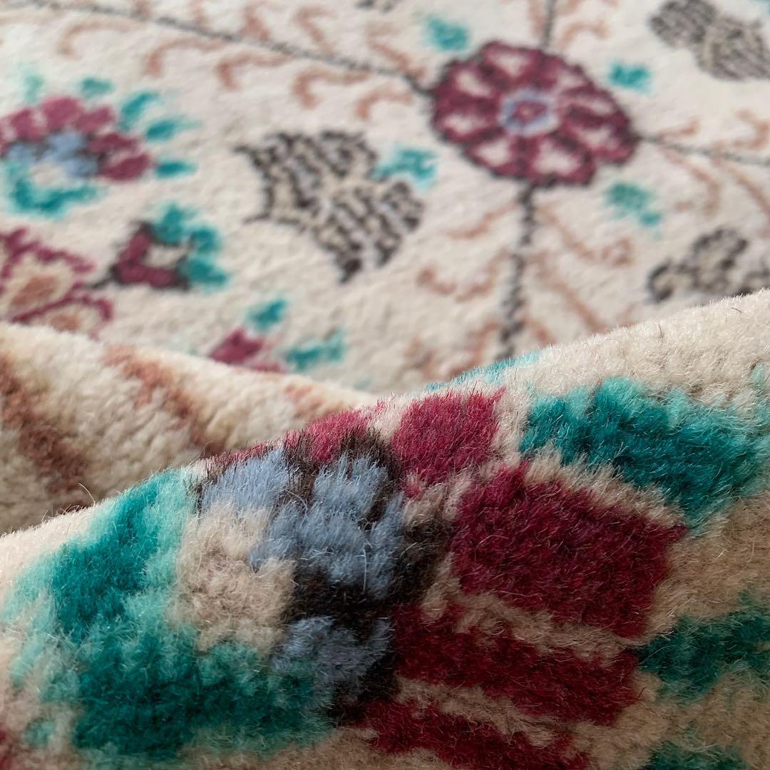 トルコヴィンテージラグ　大判ロング　225×98フラワー　ボルドー　ウール　厚み