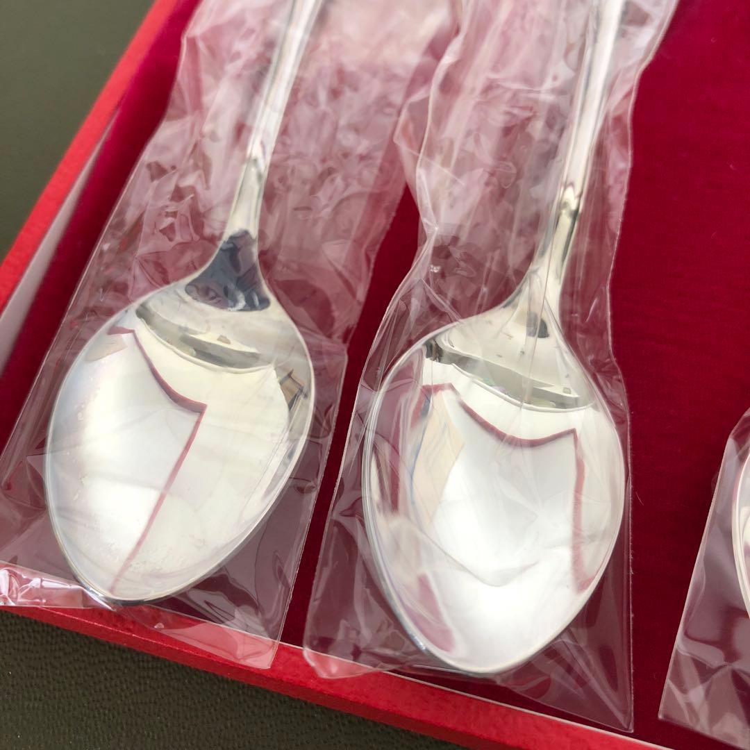 未使用　銀製　スプーン5客セット　純銀　シルバー　バラ　薔薇　SILVERローズ