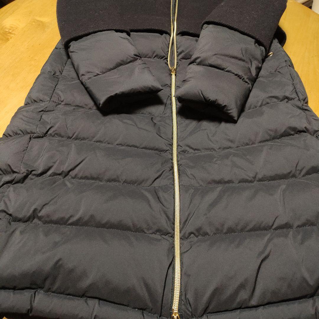 美品✨ヘルノ ダウンコート 異素材切り替え ドッキング ロング丈　ネイビー40