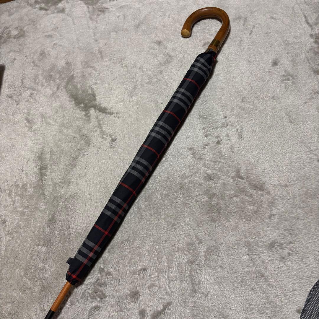 極美品 Burberrys バーバリー 長傘 ノバチェック ネイビー　傘袋あり